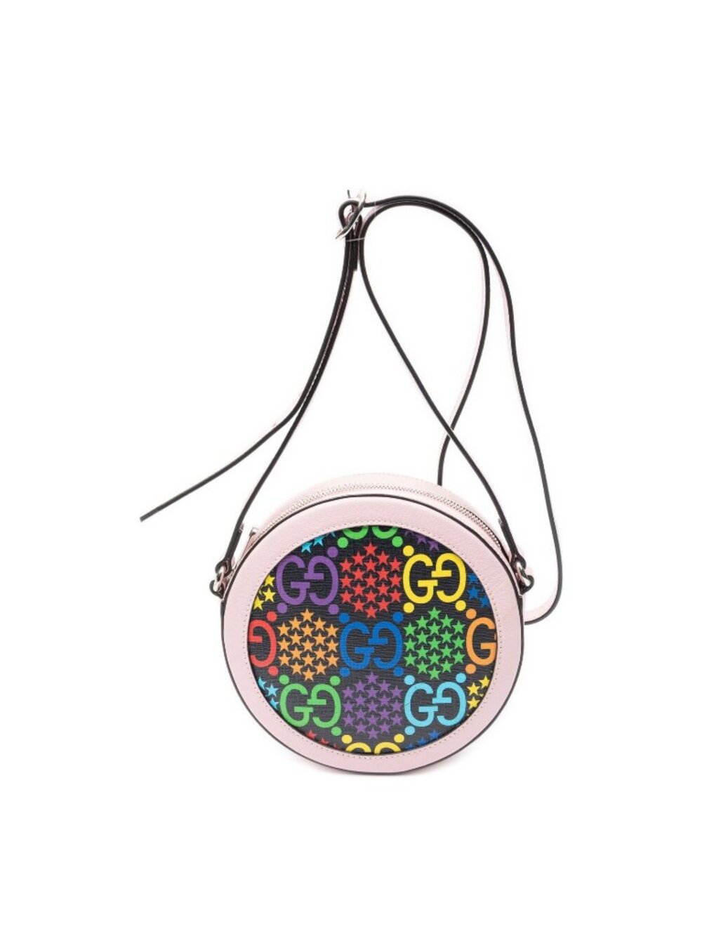 Gucci Mini GG Round Cross Belt Bag Pink Gray Leather